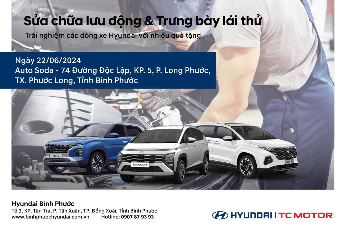 Chương trình sửa chữa lưu động tại Phước Long của Hyundai Bình Phước ngày 22/6/2024