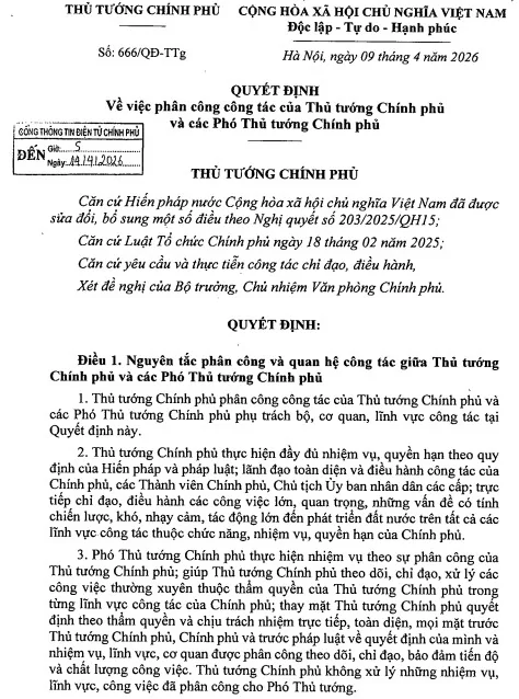 Thủ tướng phân công nhiệm vụ 6 Phó thủ tướng.