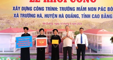 Chủ tịch nước Tô Lâm tham dự lễ khởi công xây dựng Trường Mầm non Pác Bó