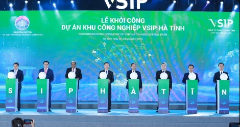 Khởi công dự án Khu công nghiệp VSIP Hà Tĩnh có tổng mức đầu tư hơn 1.555 tỷ đồng